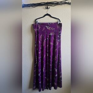 Purple Feather Print Women's Skirt